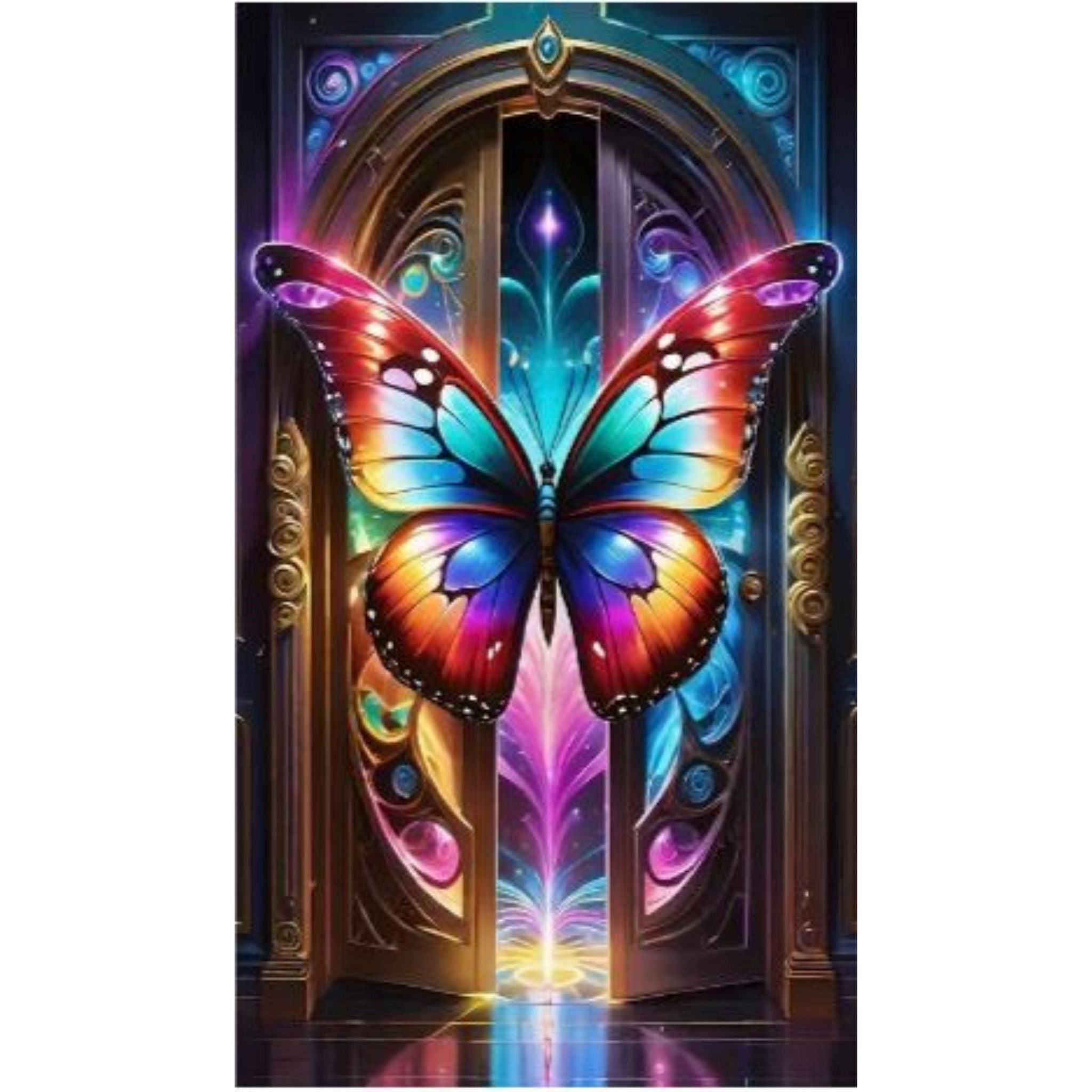 Kit diamond painting papillon porte magiques 40 par 70cm. Diamants ronds