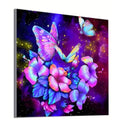 Kit complet diamond painting papillons fleurs 30 par 40cm. Diamants ronds