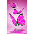 Kit Diamond Painting papillons roses 25 par 35cm. Diamants irréguliers