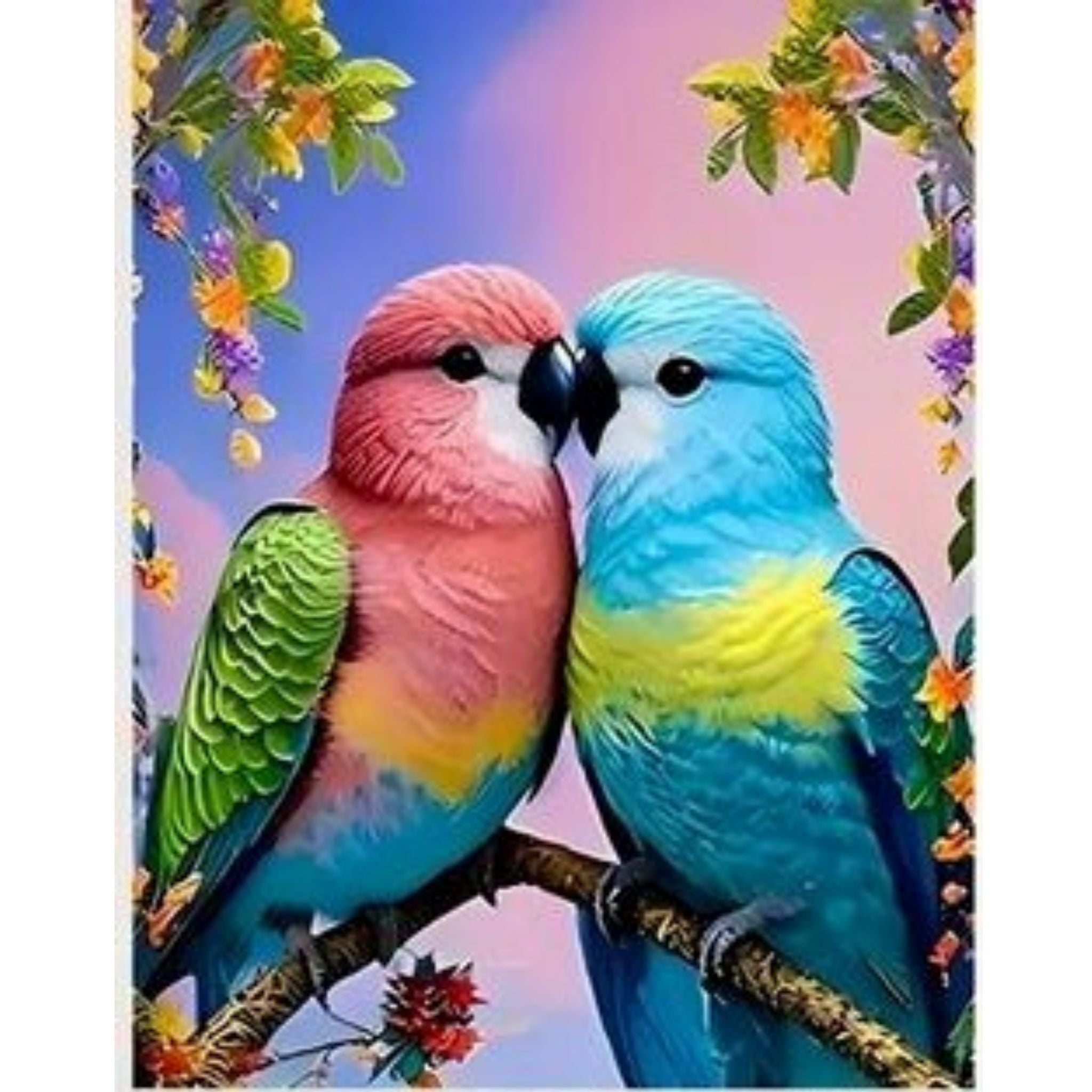 Diamond Painting Perruches Amoureuses 30x40 - Art & Trésorts