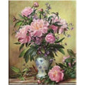Kit complet diamond painting pivoines roses vase 30 par 40cm. Diamants ronds
