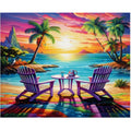 Kit diamond painting plage tropicale 30 par 40cm. Diamants ronds