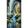 Kit diamond painting portail mystique et cascade 40 par 70cm. Diamants ronds