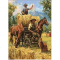 Diamond Painting Scène Moisson Chevaux Fermiers 30x40cm - Art & Trésorts