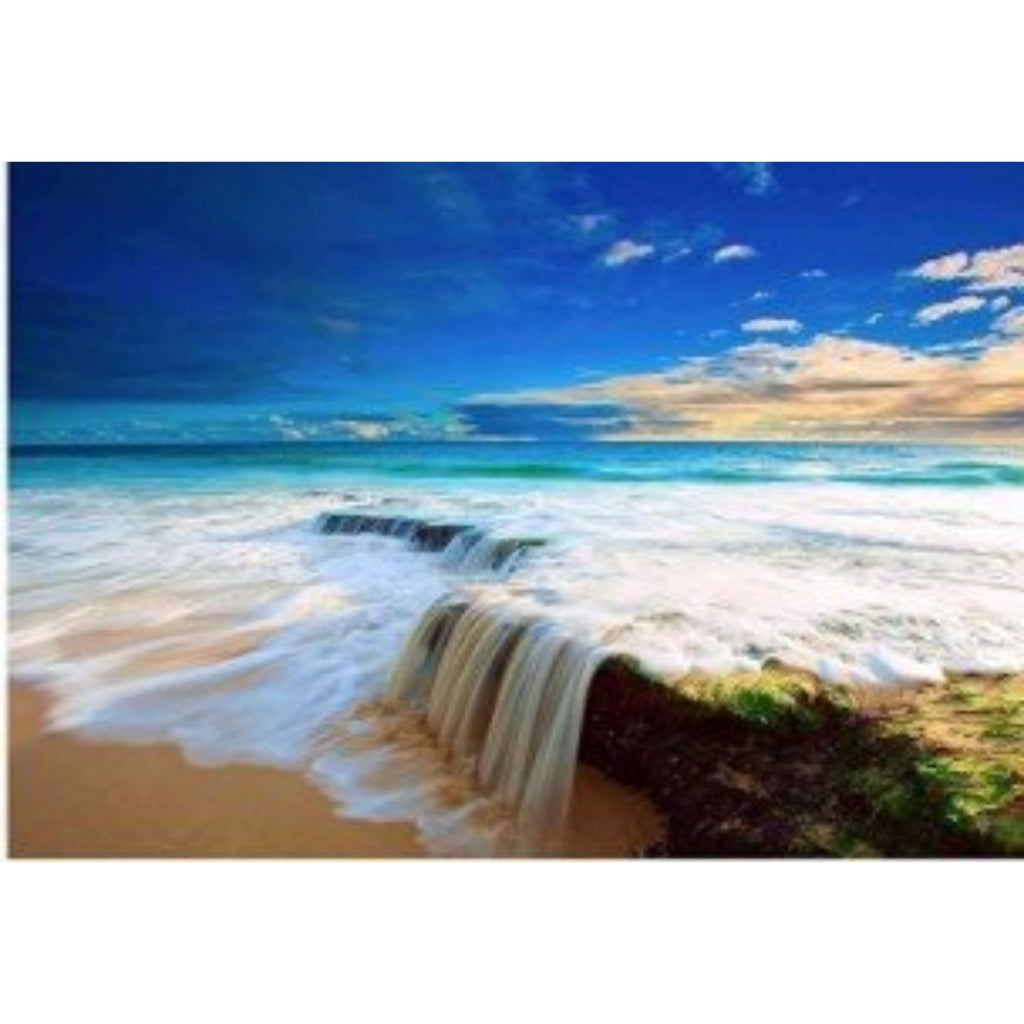 Kit diamond painting plage paradisiaque cascade 30 par 40cm. Diamants ronds