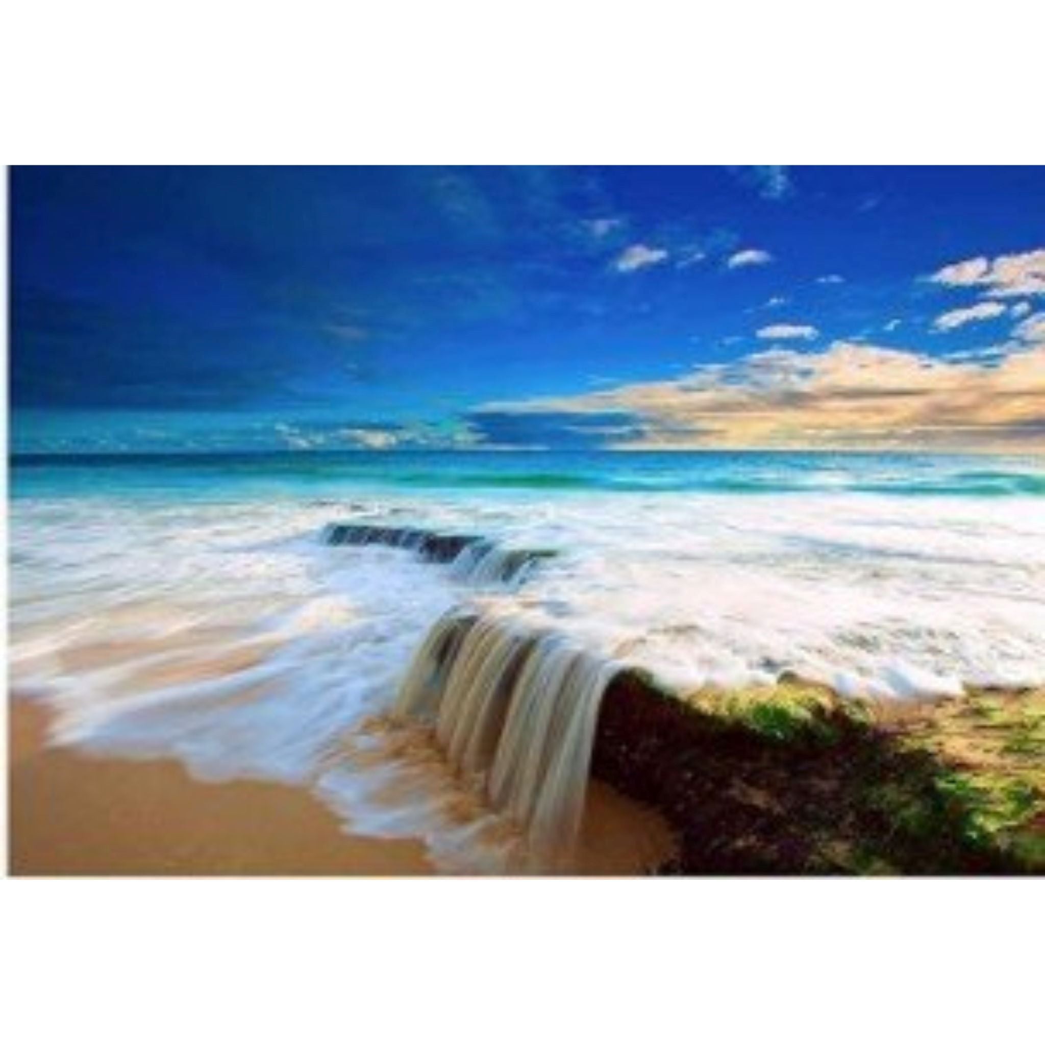 Kit diamond painting plage paradisiaque cascade 30 par 40cm. Diamants ronds