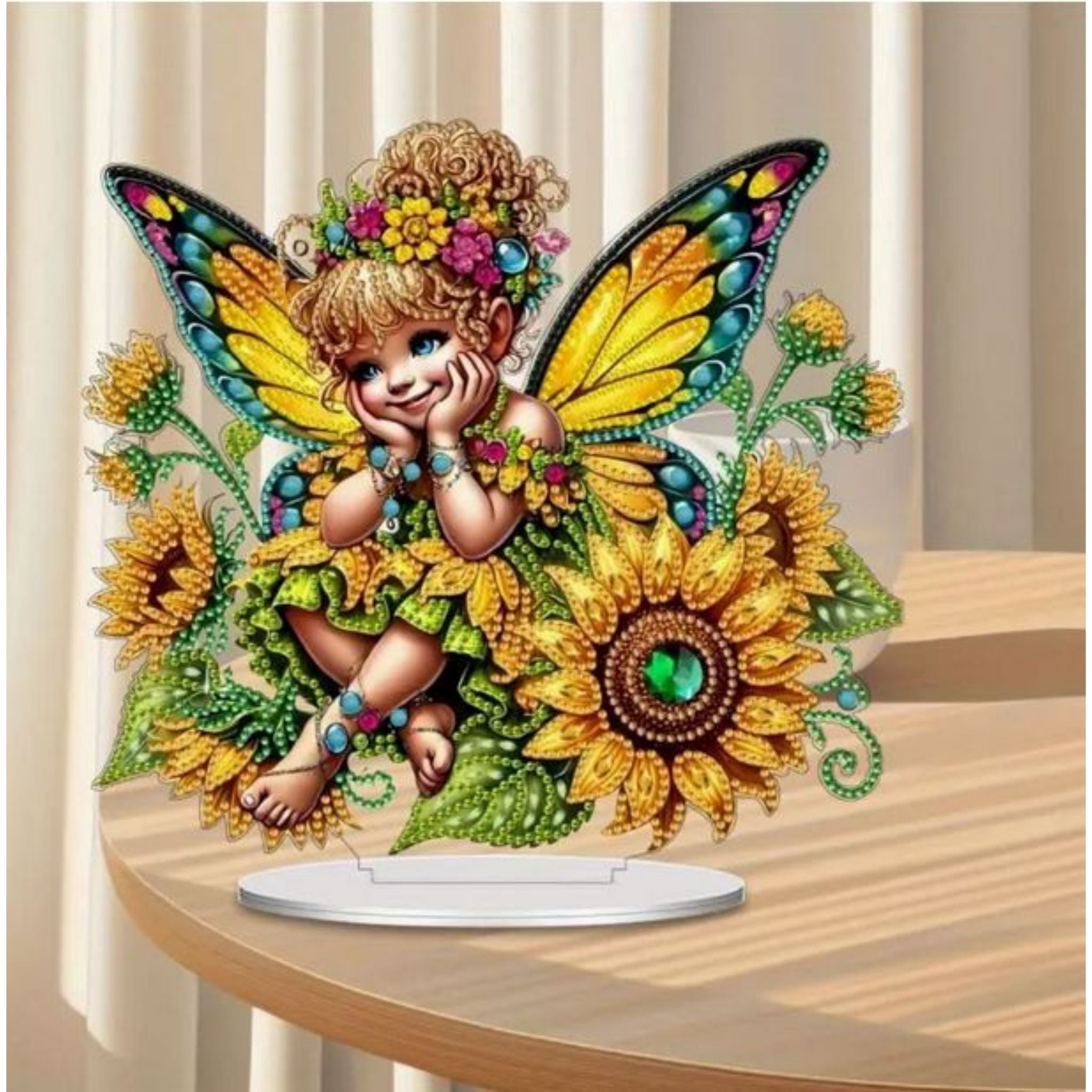 Kit complet diamond painting 2D fée ailes papillon 24x22cm. Diamants irréguliers