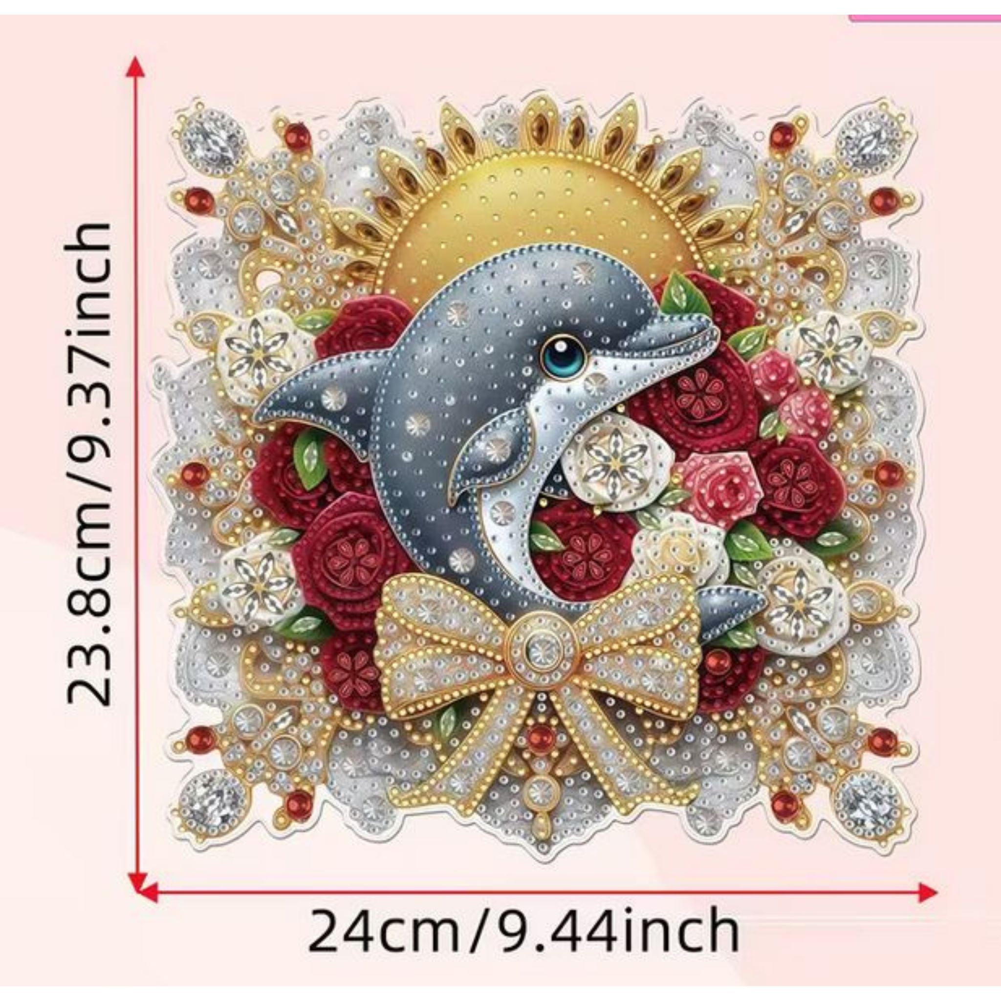 Grandeur Du Kit complet diamond painting 2D dauphin roses 24x24cm