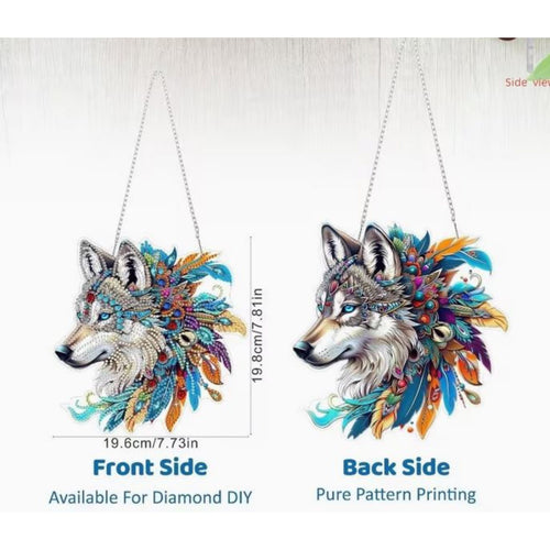 Diamond Painting 2D Loup Plumes 19x20 - Art & Trésorts