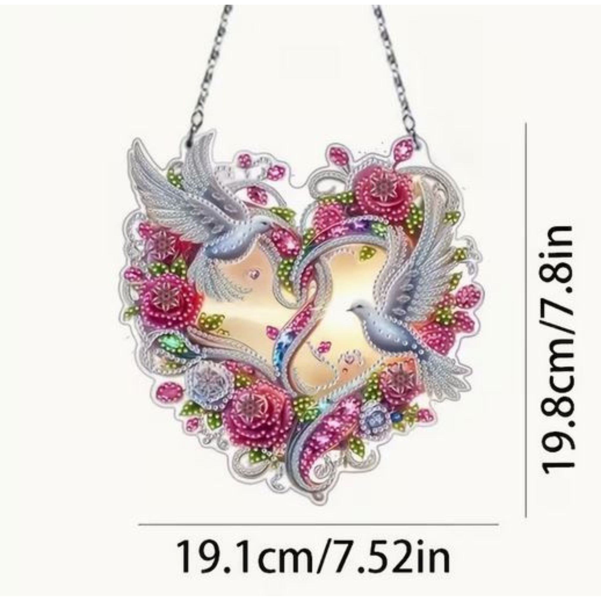 Grandeur Du Kit complet diamond painting 2D pigeons 19x20cm. Diamants irréguliers