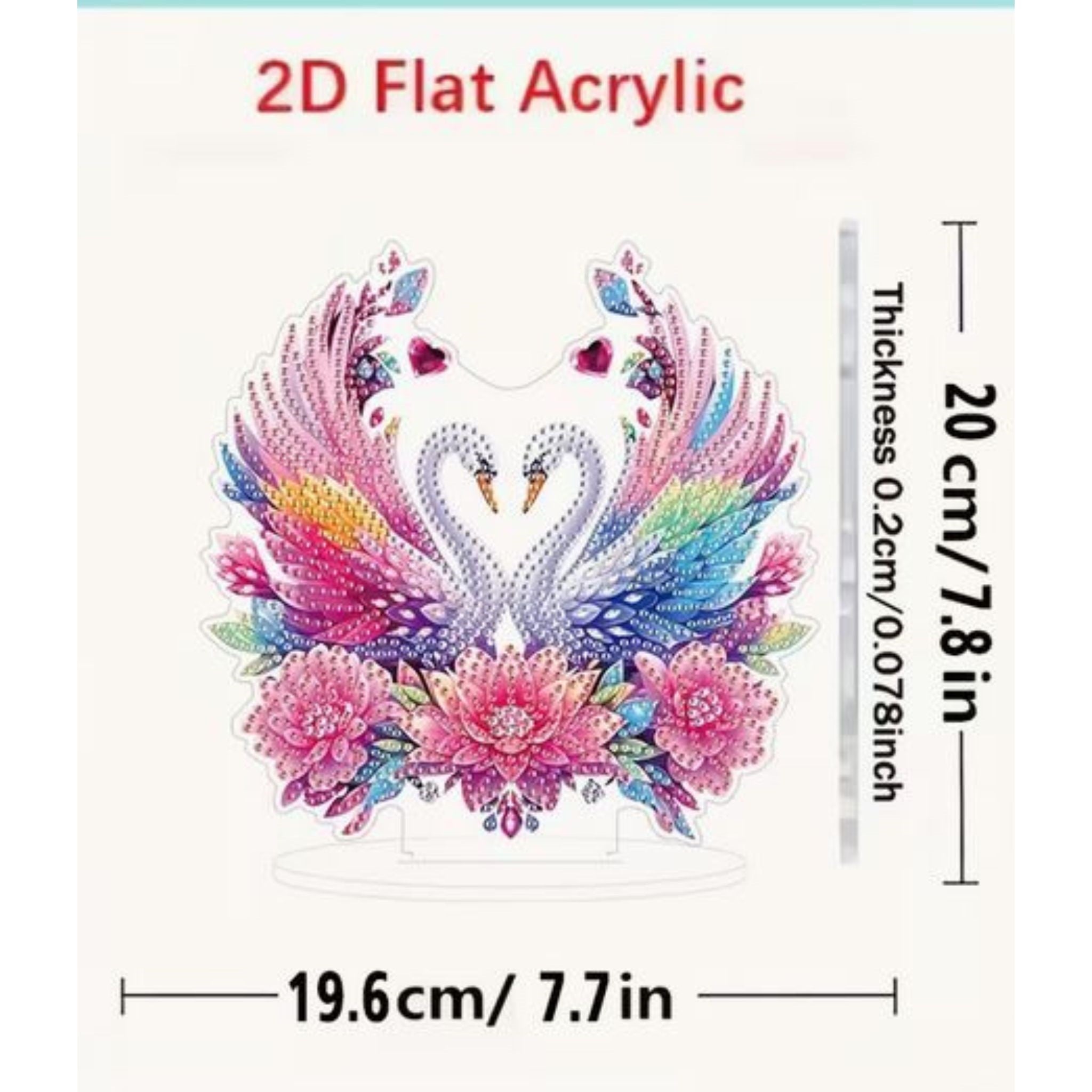 Grandeur Du 2D Plat Cygnes Arc-en-Ciel 19,6x20 | Diamants Irréguliers