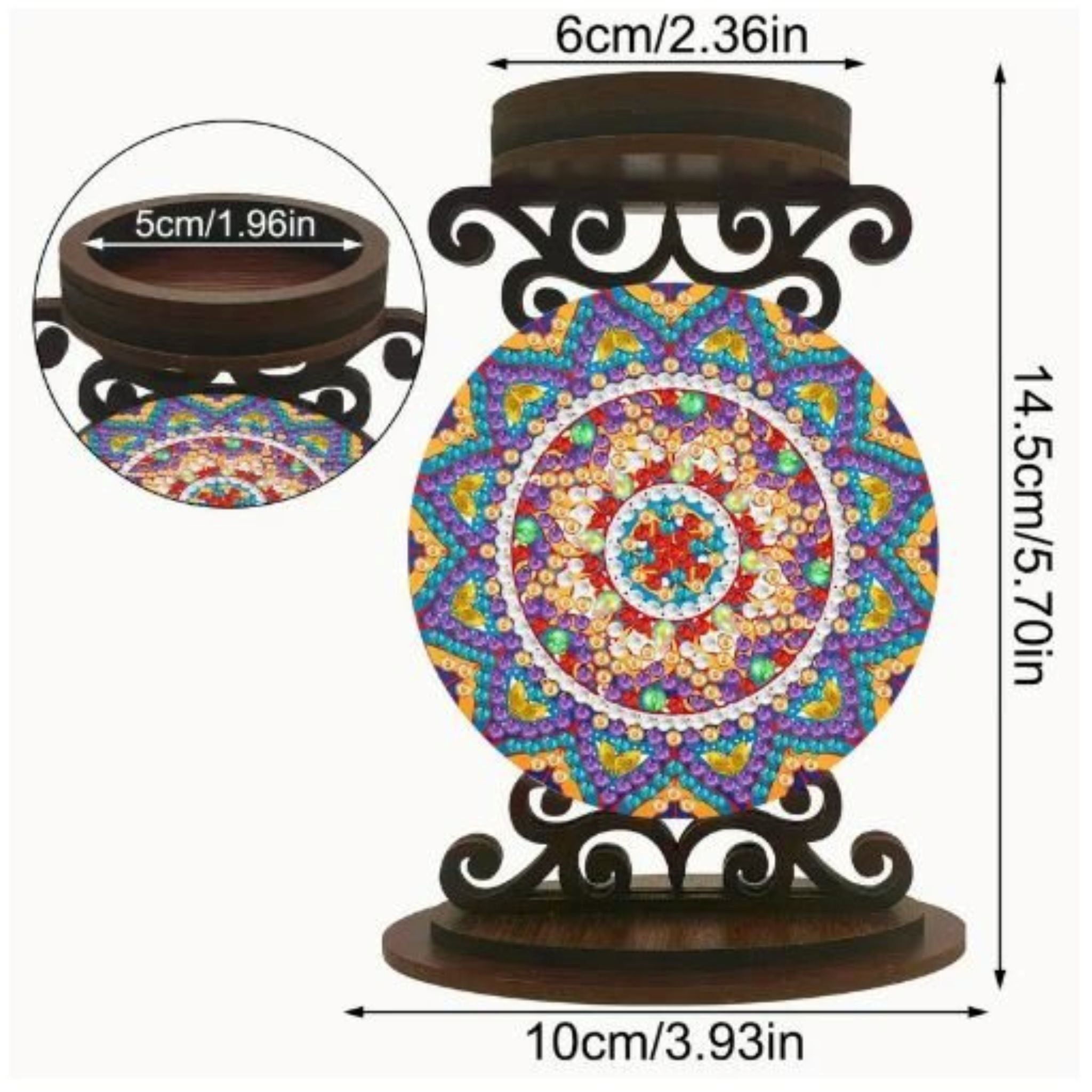 Grandeur Diamond painting chandelier mandala en bois 10 par 14,5cm