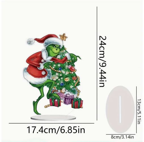 Grandeur Diamond paintind 2D. Support acrylique grinch noël 17 par 24cm 