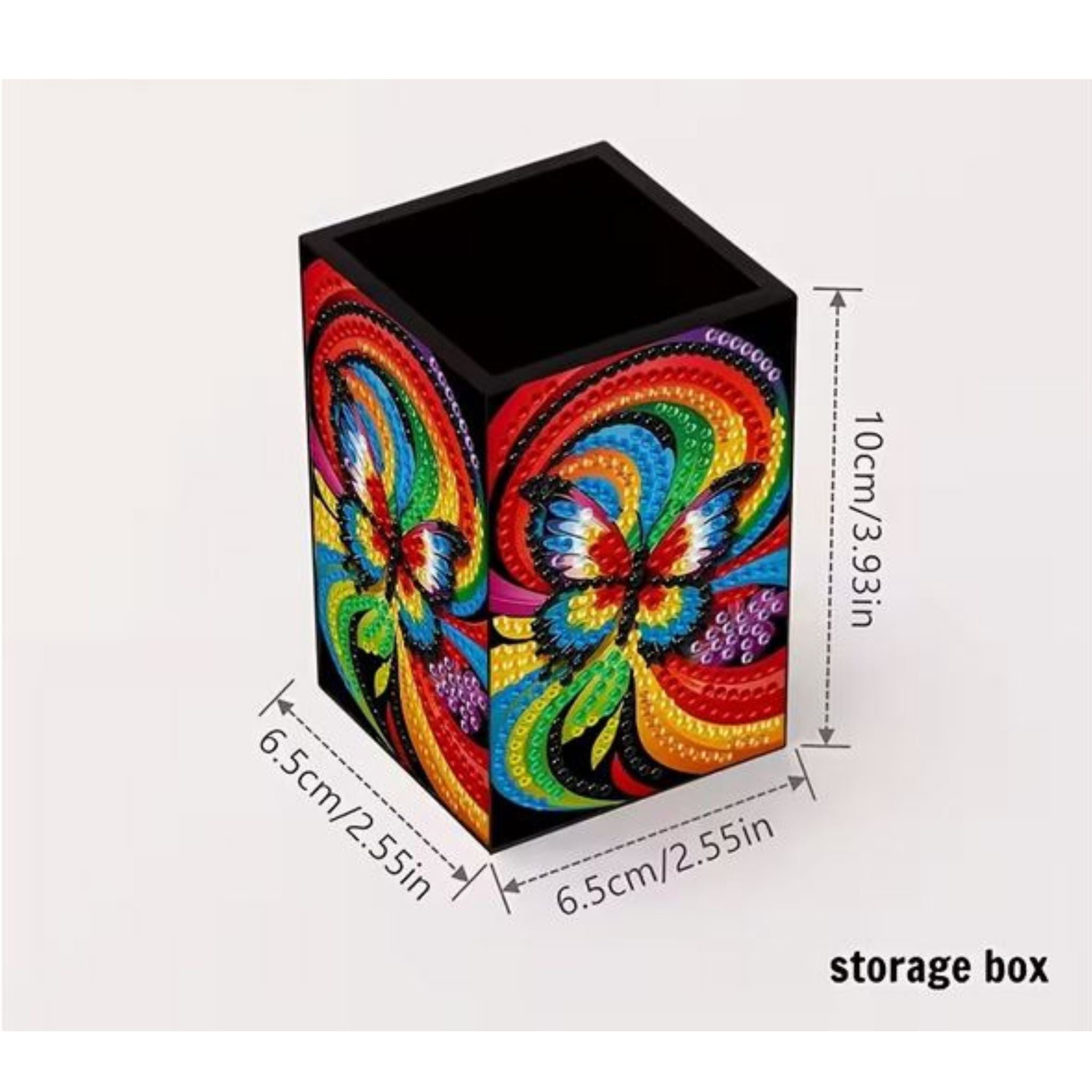 Grandeur Kit complet diamond painting 3D papillons arc-en-ciel 6,5x6,5x10cm. Diamants irréguliers