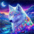 Diamond Painting Loup Mystique Pierres Precieuses 40x40 - Art & Trésorts