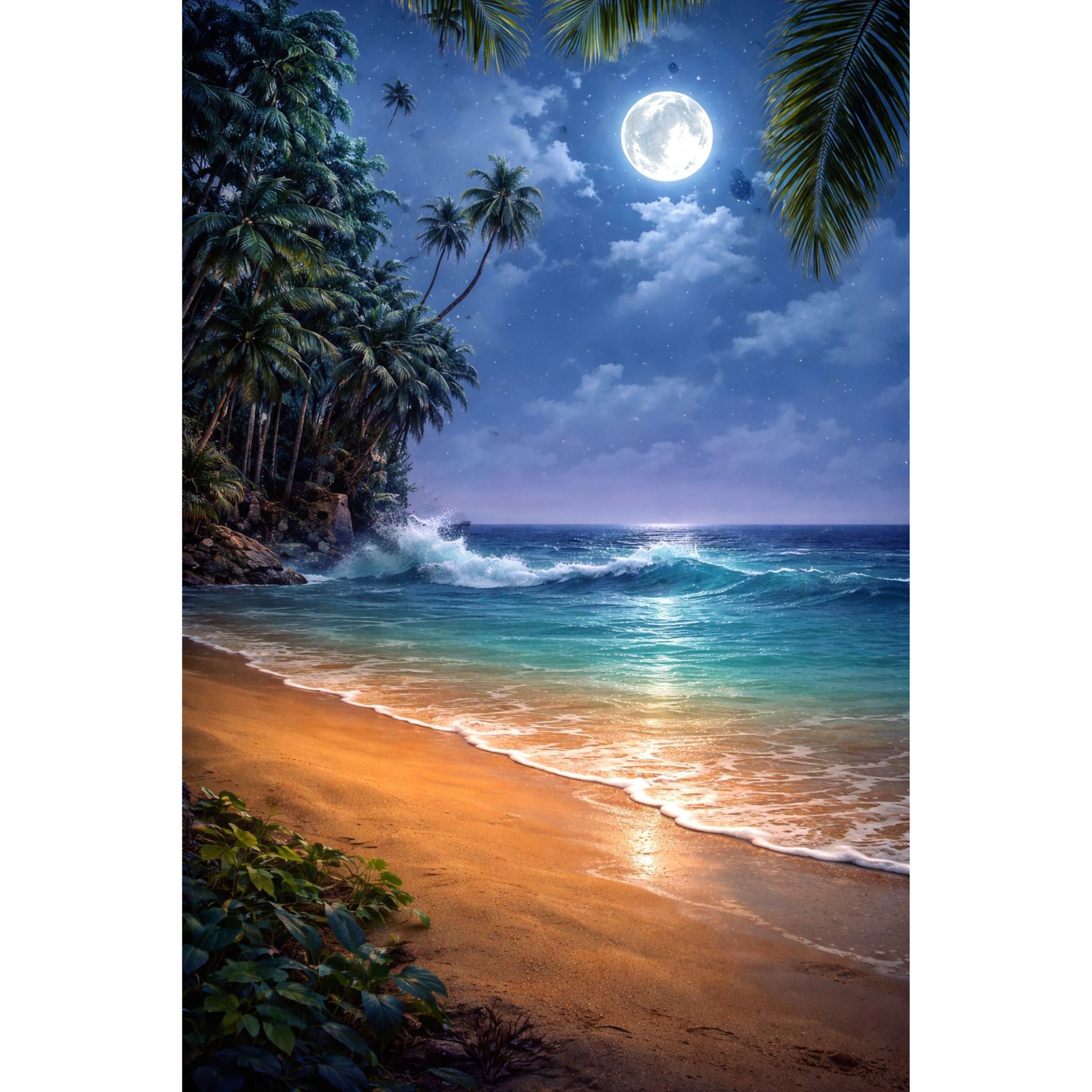 Diamond Painting Plage Tropicale Lune 40x50 - Art & Trésorts