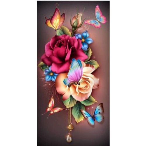 De magnifiques roses multicolores éclatantes Diamond painting  30 par 55 | Diamants Ronds - Art & Trésorts