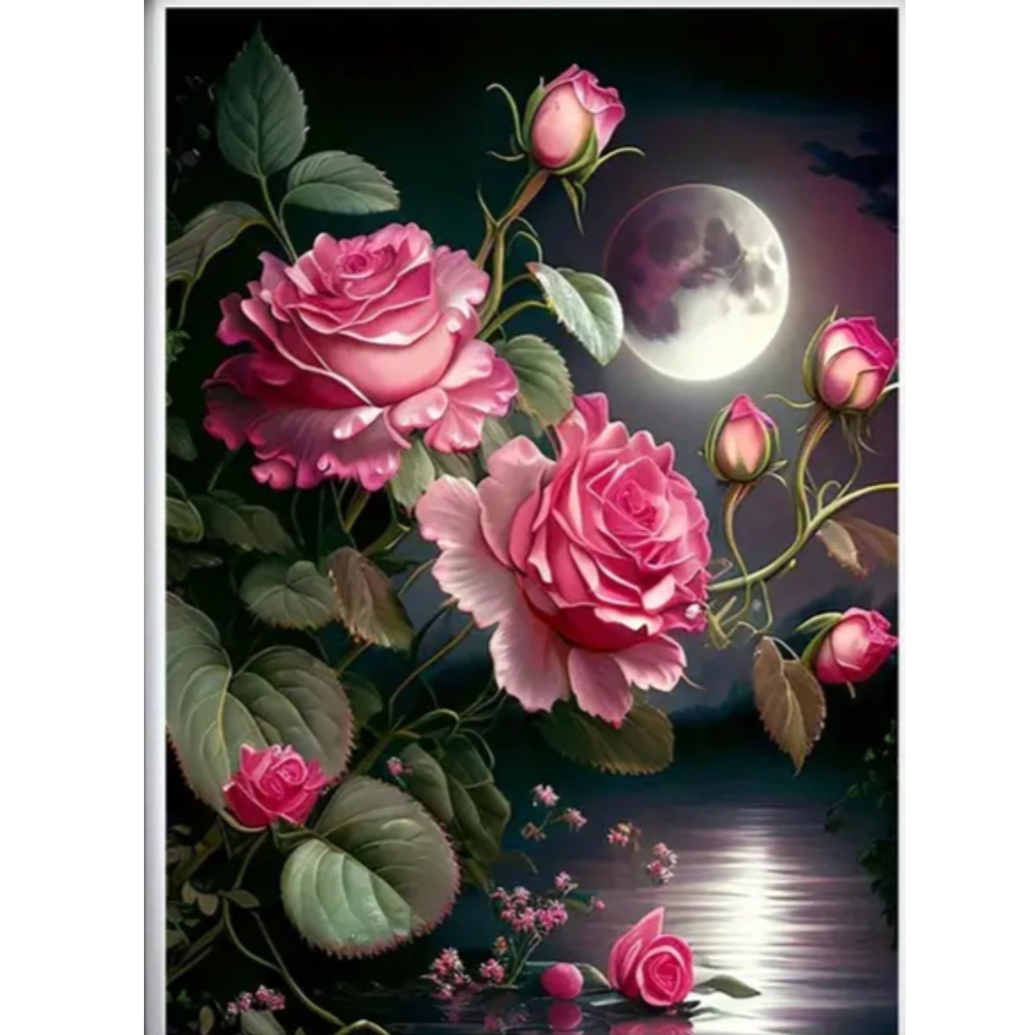 Diamond Painting Roses Pleine Lune 30x40 - Art & Trésorts