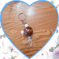 Porte-clé Boule en Bois et Pompon - Fait Main - Art & Trésorts