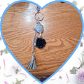 Porte-clé Rose Noire et Boule Macramé - Fait Main - Art & Trésorts